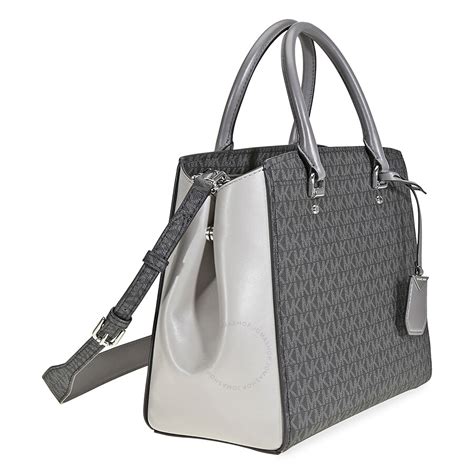 michael kors signature leather purse|Michael Kors signature tote gray.